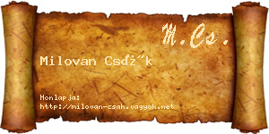 Milovan Csák névjegykártya